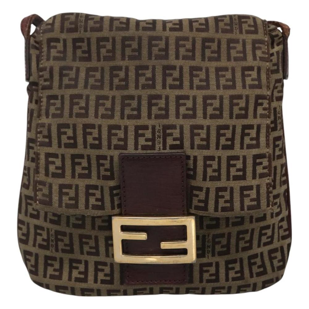 FENDI Zucca Canvas Mamma Baguette Shoulder Bag Black Brown gold Auth 118342 - Picture 13 of 16